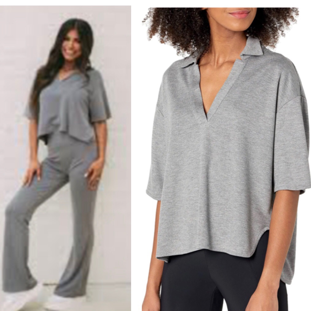 Theory Women's Cropped Polo Shirt In Grey Size S